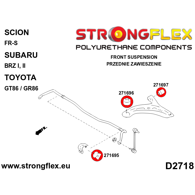 Strongflex | Stabilisatorenlager PU (4er Set VA & HA) | GT/GR 86 & BRZ I & II